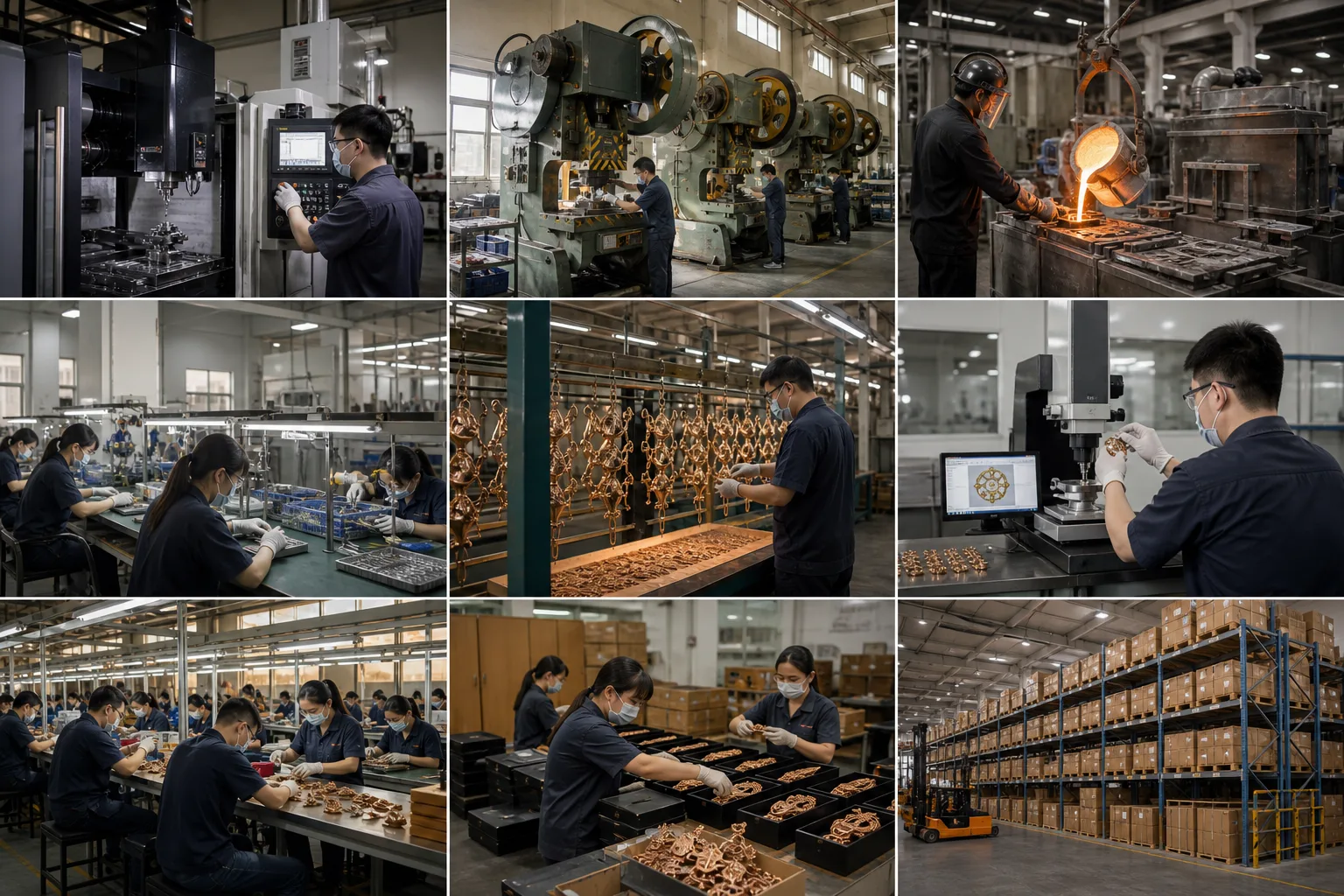 Organized Shenzhen factory floor with separate custom metal production work areas