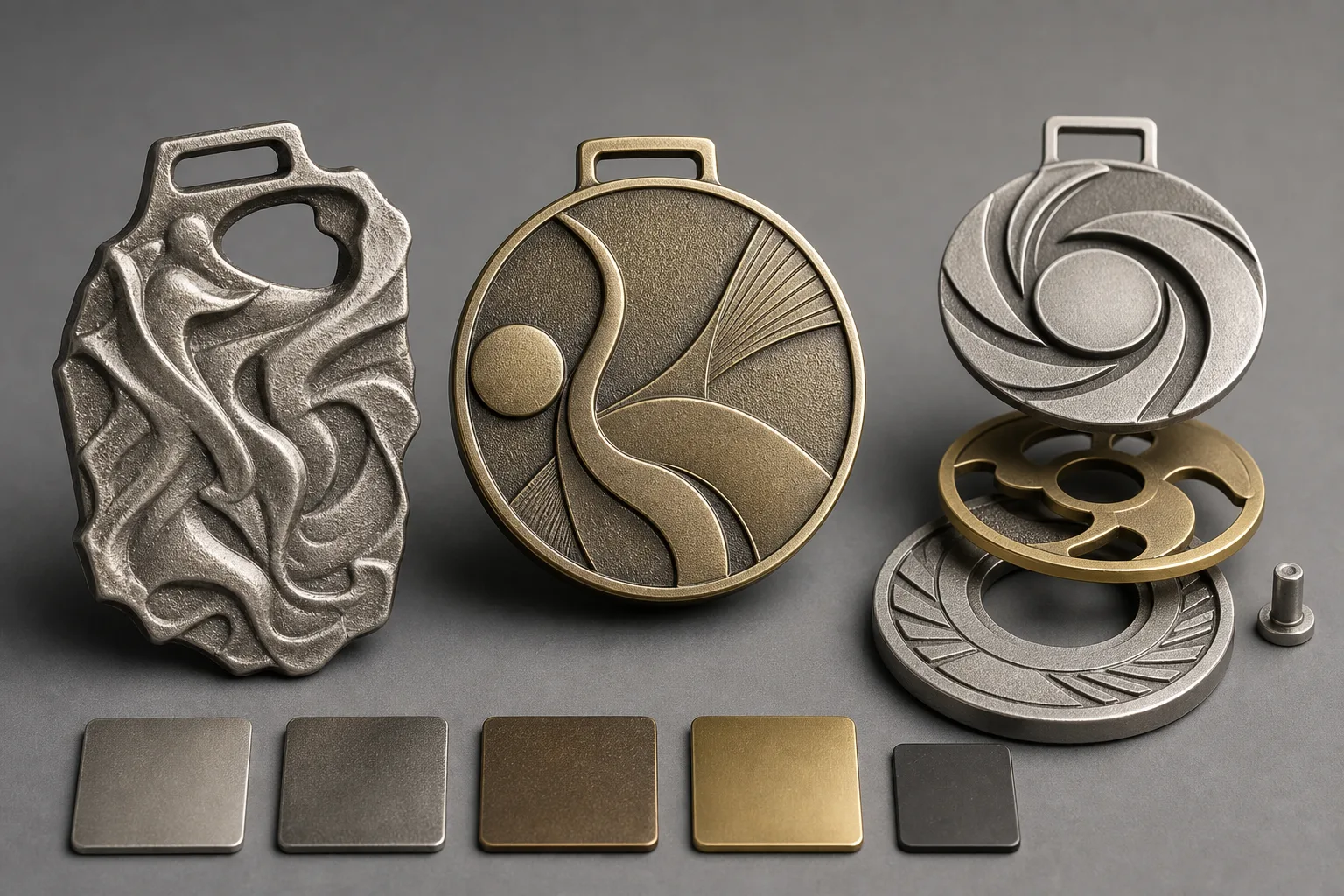 Die-cast candidate, die-struck candidate, and multi-part medal concept