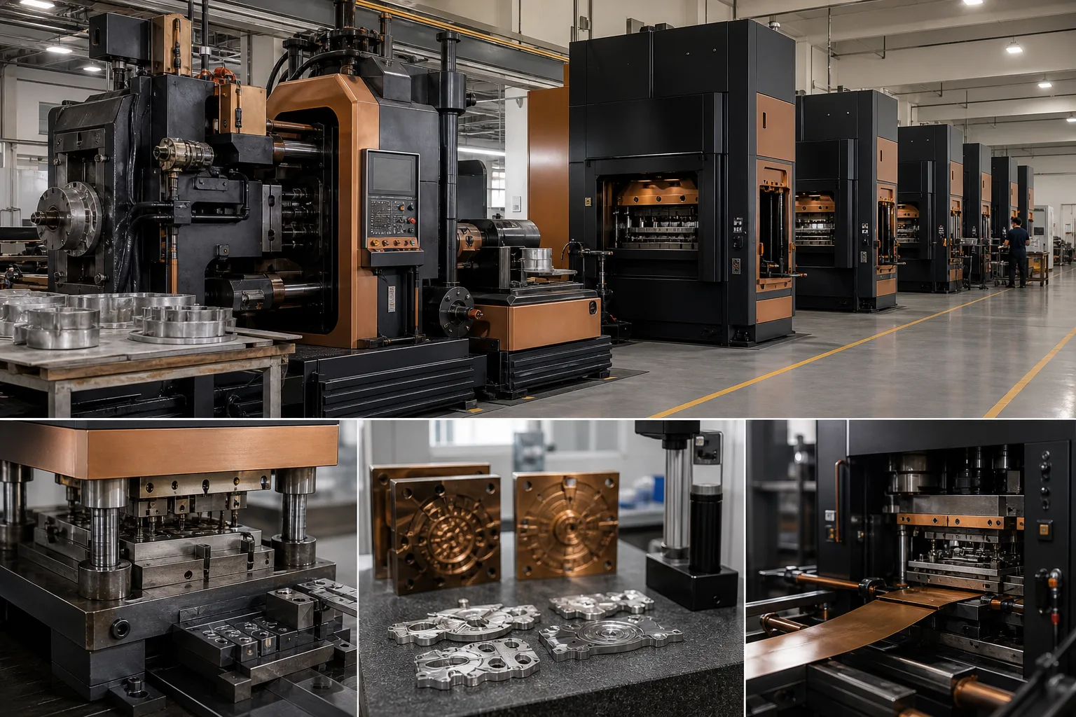 Die-casting, stamping and hydraulic pressing equipment supporting varied custom metal forming routes