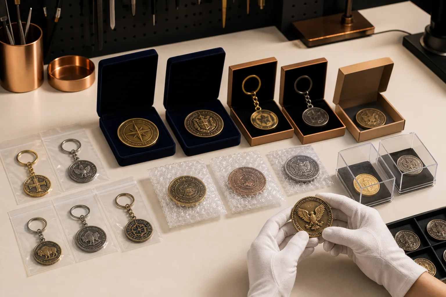 Custom metal products displayed with protective and private-label packaging format options