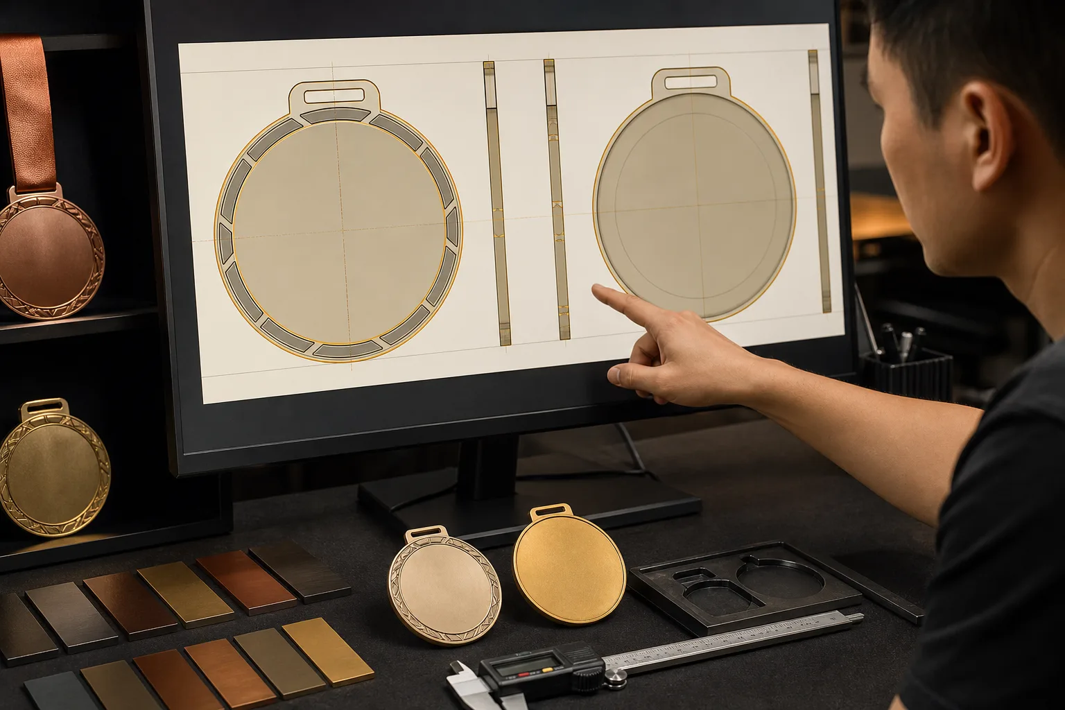 Two-dimensional medal proof controlling front and reverse layout before tooling