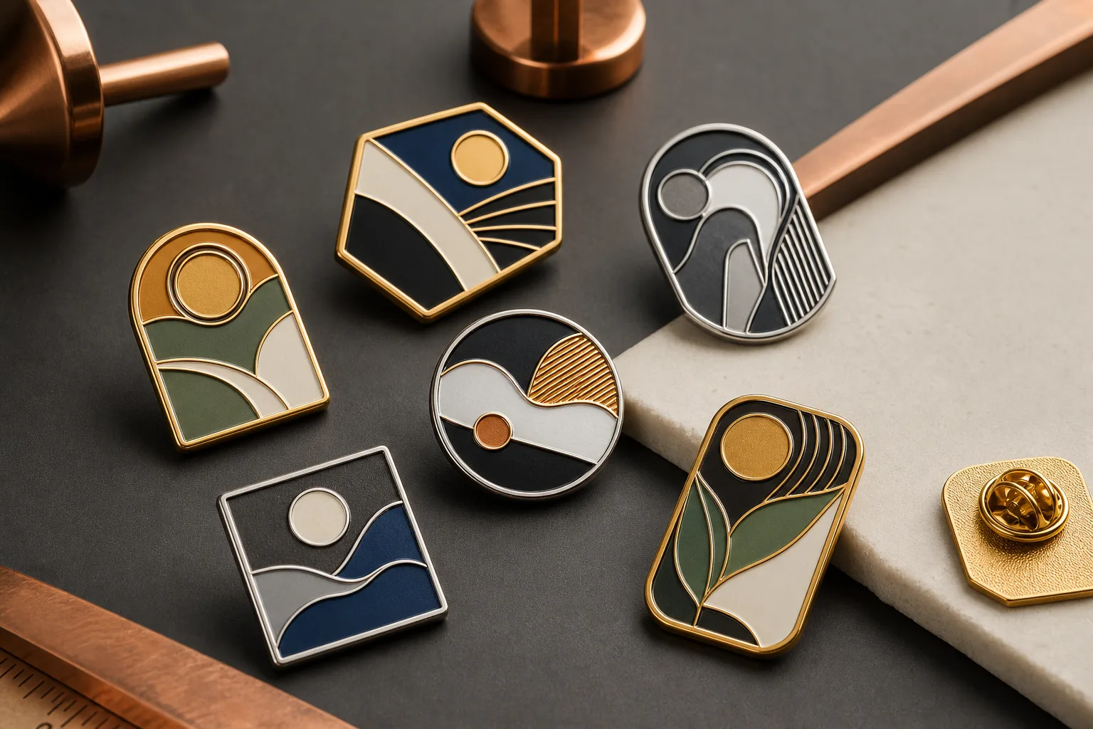 Custom soft enamel pins with recessed color and raised metal borders