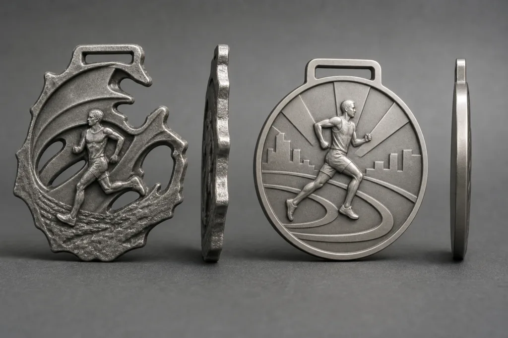 Comparison of dimensional die-cast and raised-recessed die-struck medal forms