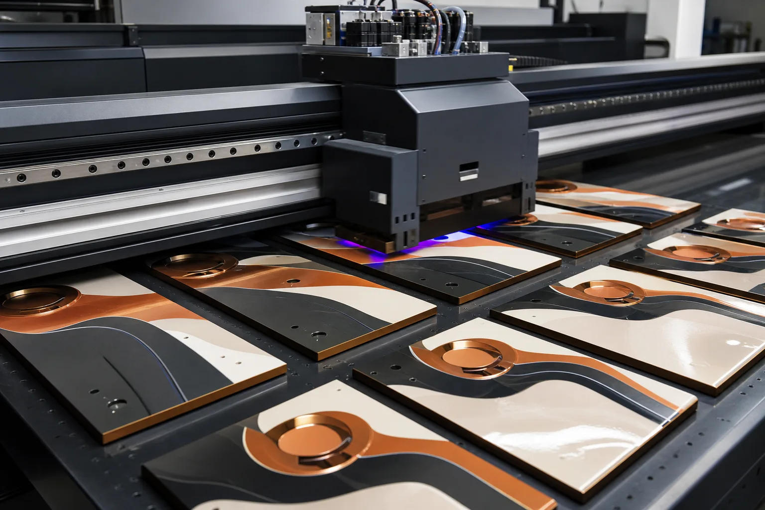 UV printer produces fine multi-tone artwork across secured custom metal components
