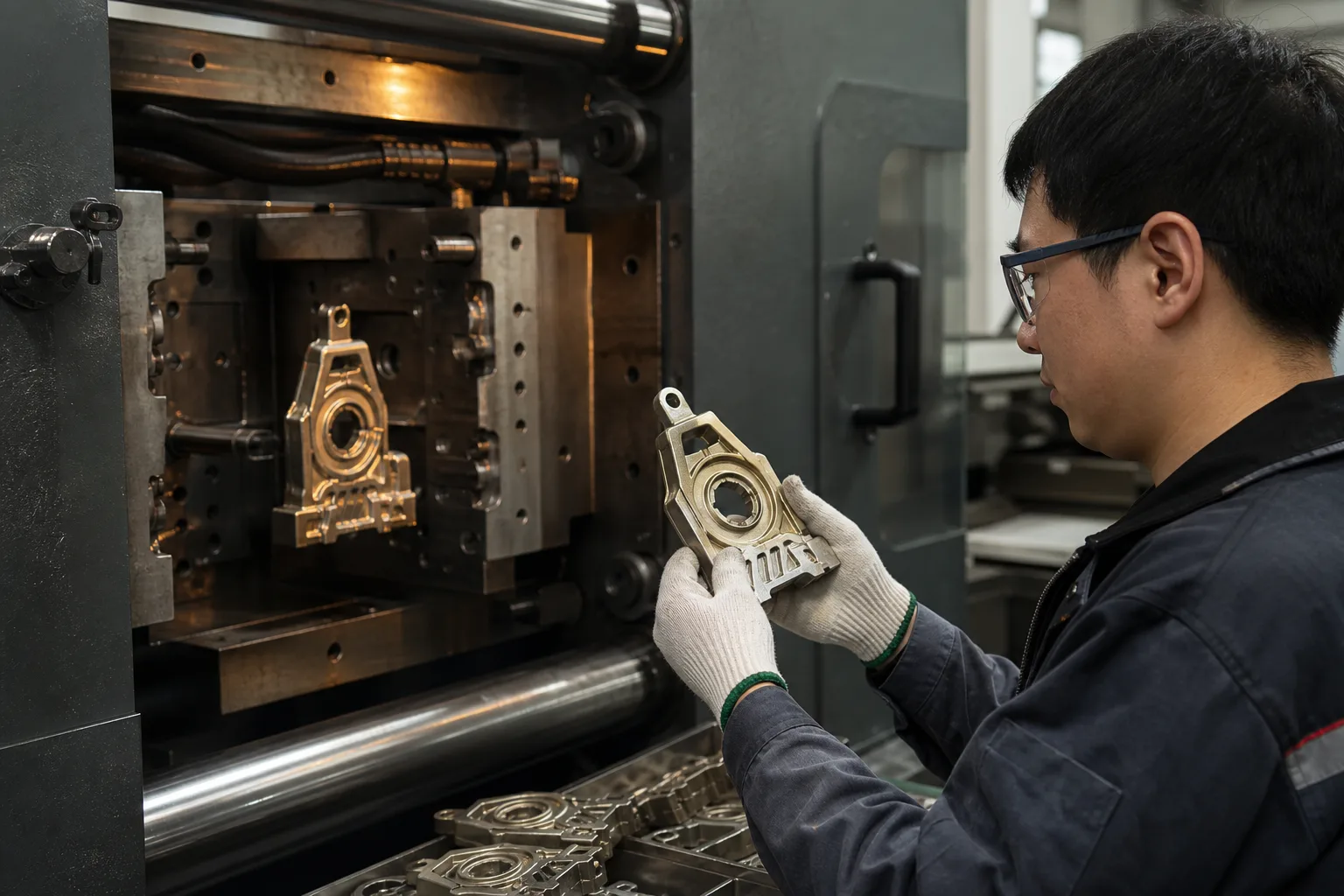 Zinc alloy die-casting operation forming a dimensional custom metal component