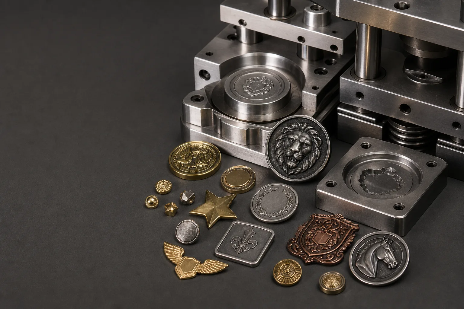 Custom badges and medals beside metal stamping and hydraulic relief tooling
