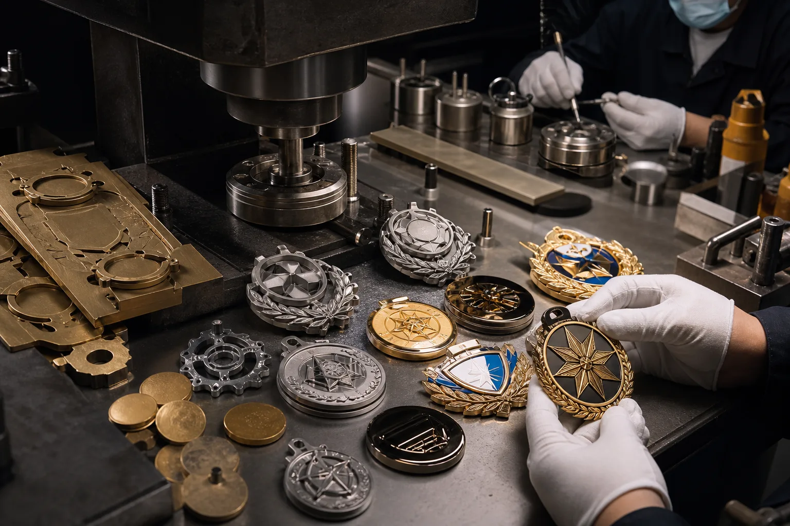 Stamped, cast, plated and enamel metal components showing available manufacturing processes