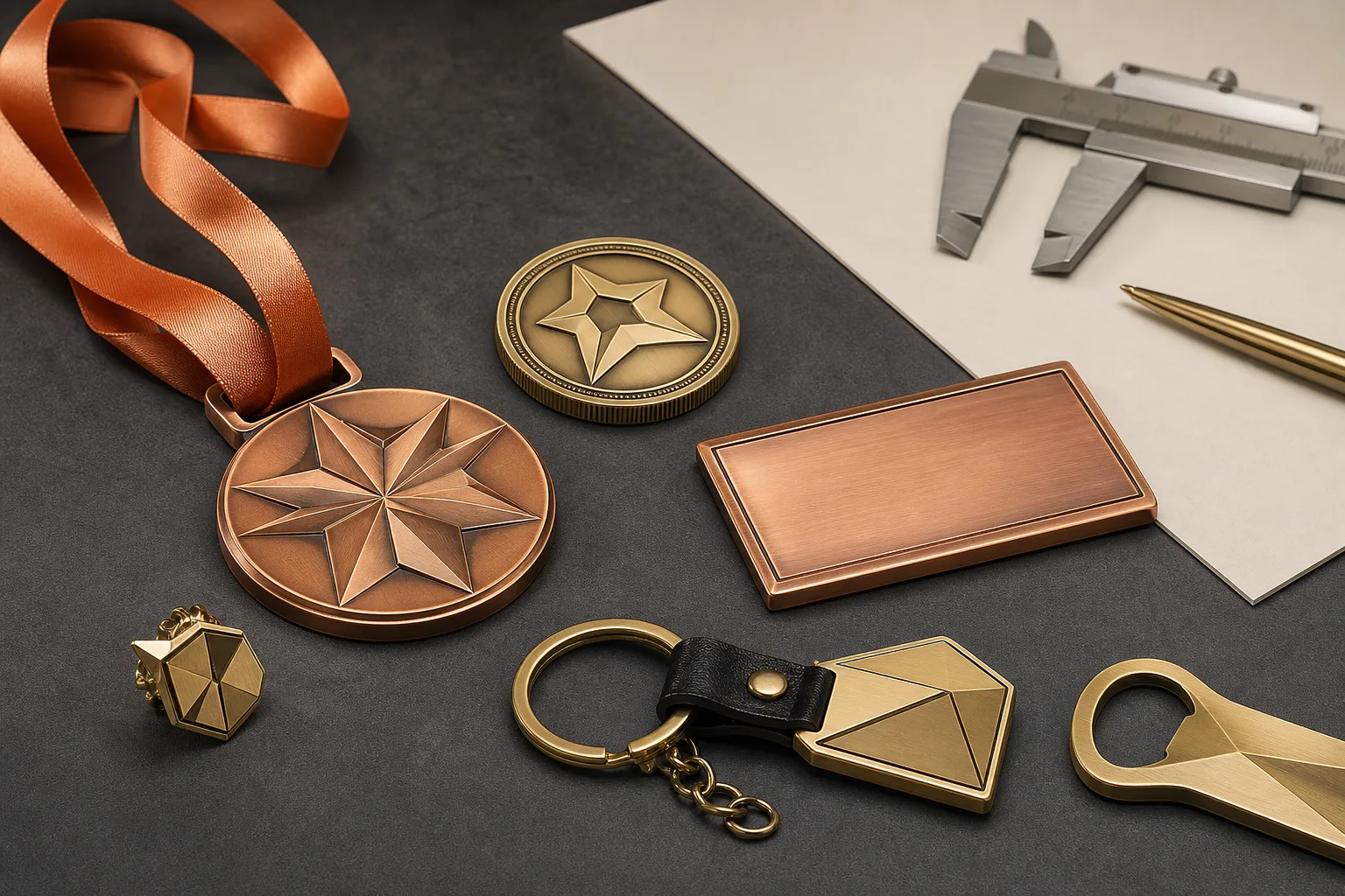 Custom metal samples arranged for a request a custom metal product quote