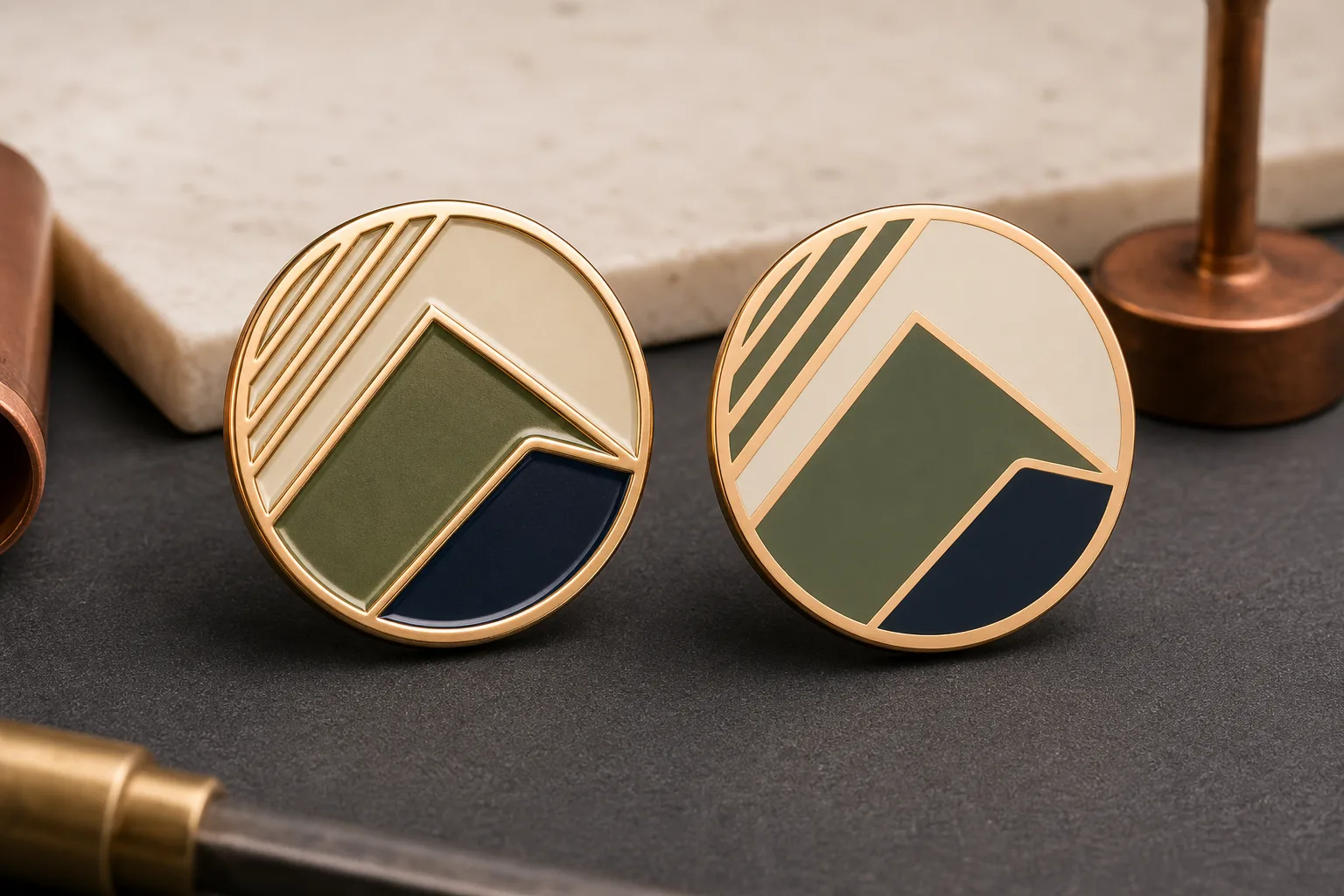 Soft enamel vs hard enamel pin surfaces shown side by side