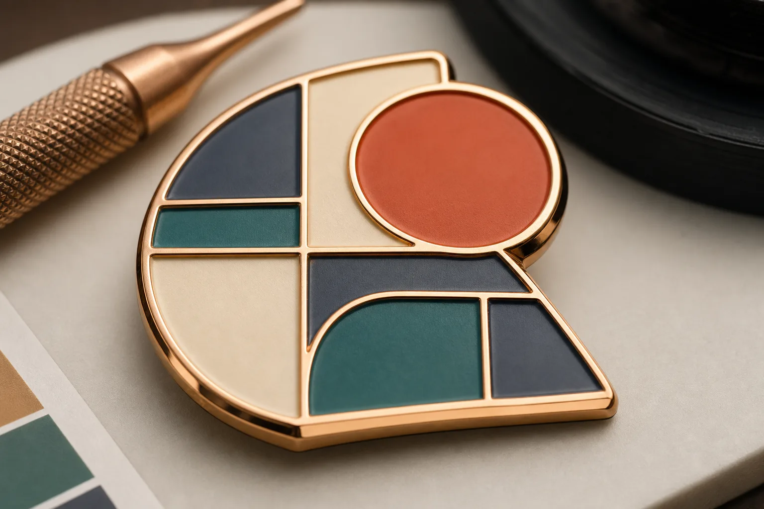 Recessed soft enamel pin highlights raised metal outlines and tactile depth