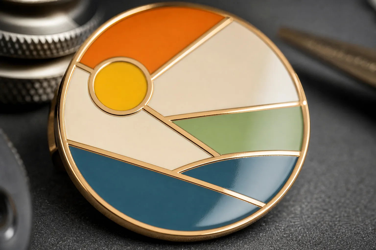Smooth imitation hard enamel pin shows level color and metal borders