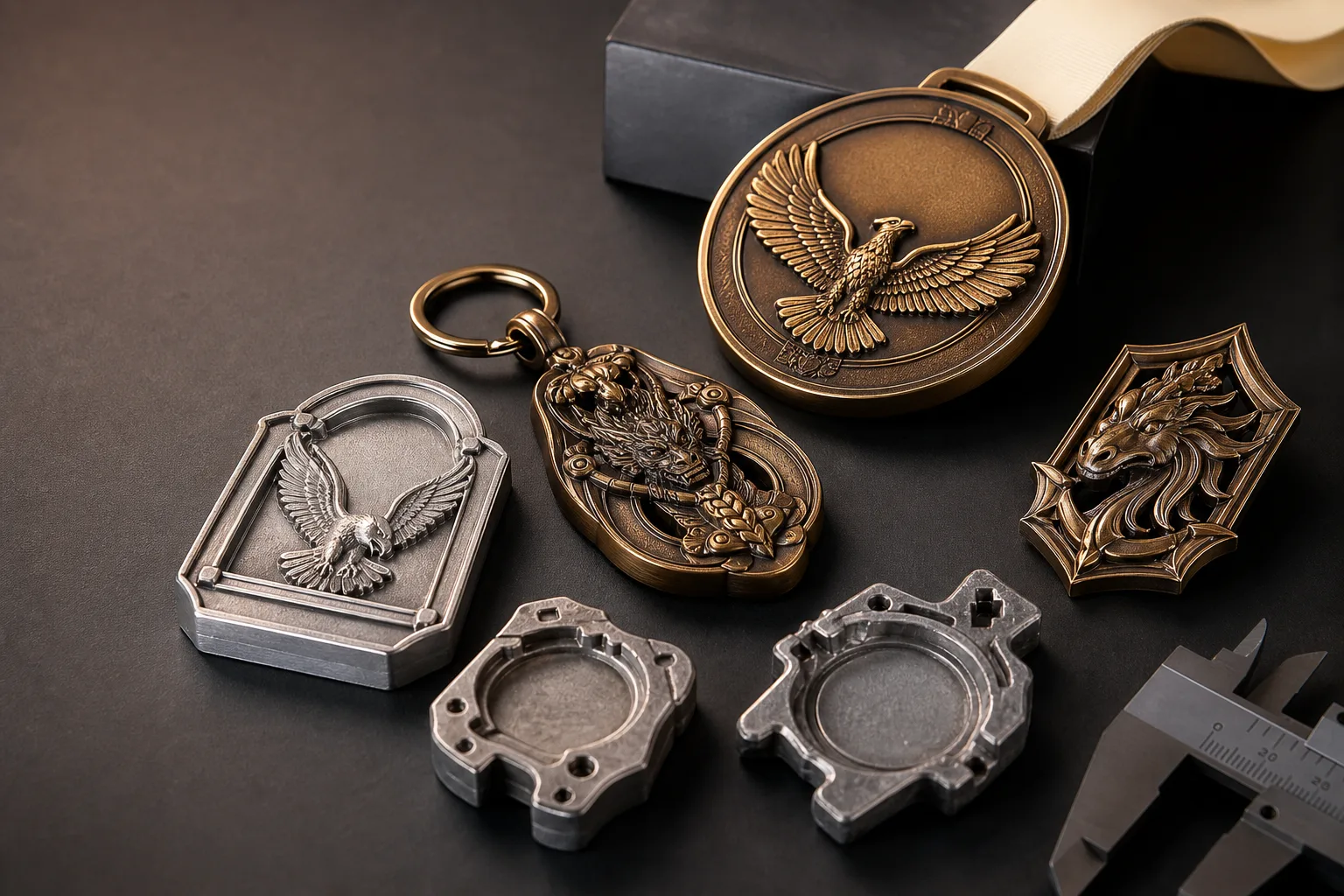 Dimensional products demonstrating zinc alloy die-casting for medals, keychains and badges