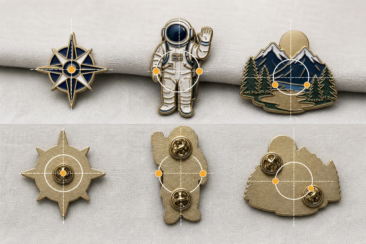 Diagram-style comparison of one-post and two-post placement on custom metal pins