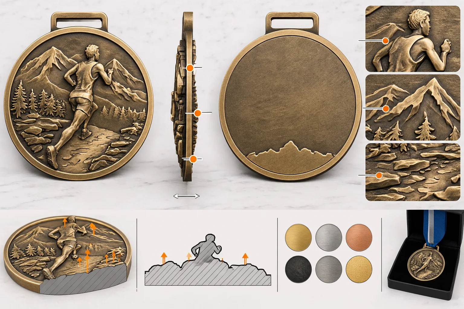 Artwork proof layout for a custom medal 3D relief map